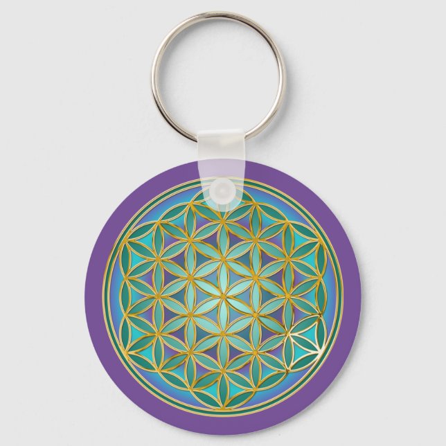 BLUME von LIFE - Sacred Geometrie Design 1 Schlüsselanhänger (Vorderseite)