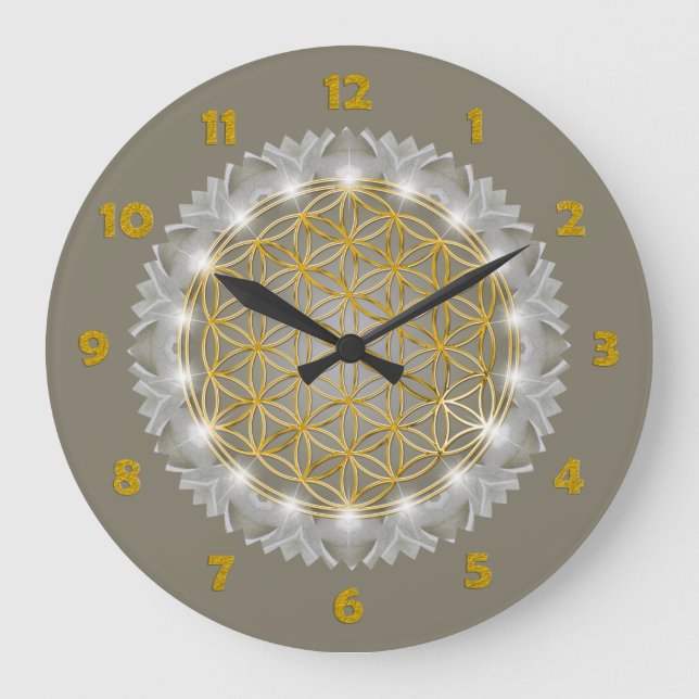 BLUME von LIFE - Sacred Geometrie Light 1 Große Wanduhr (Vorderseite)