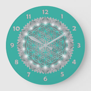 BLUME von LIFE - Sacred Geometrie Light 2 Große Wanduhr