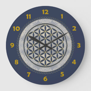 BLUME von LIFE - Symbol "Sacred Geometrie" Art. 1 Große Wanduhr