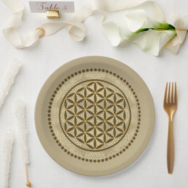 BLUME von LIFE - Symbol "Sacred Geometrie" Art. 2 Pappteller (Hochzeit)