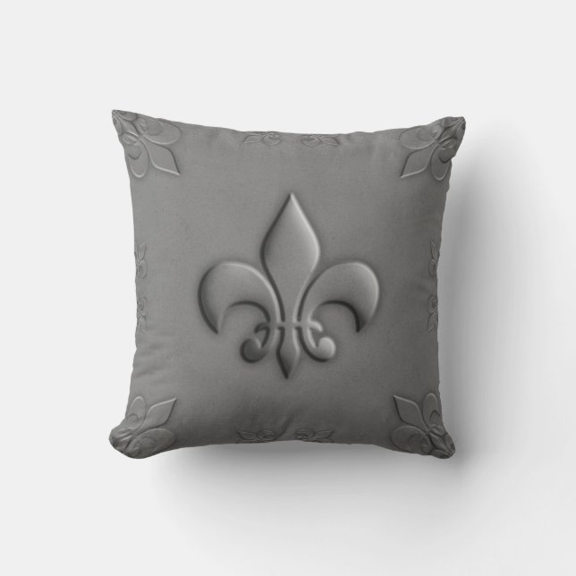 Blume von Linen in gebürsteten Metalliken  Kissen (Vorderseite)