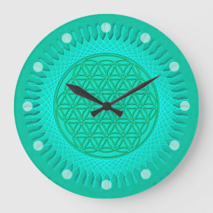 Blume von Live - Sonne - nahtloses Muster 2 Große Wanduhr