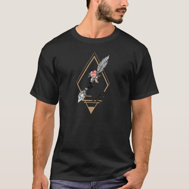 Blume von Mandala mit Yoga Tattoo Hen T-Shirt (Vorderseite)