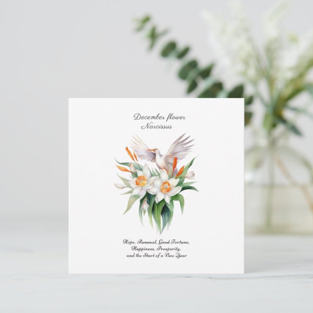 Blume von Narcissus mit dem Floralvogel im Dezembe (Stehend Vorderseite)
