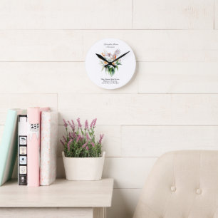 Blume von Narcissus mit dem Floralvogel im Dezembe Runde Wanduhr