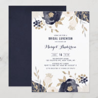 Blume von Navy und Elfenbeinküste Gold Foil Bridal