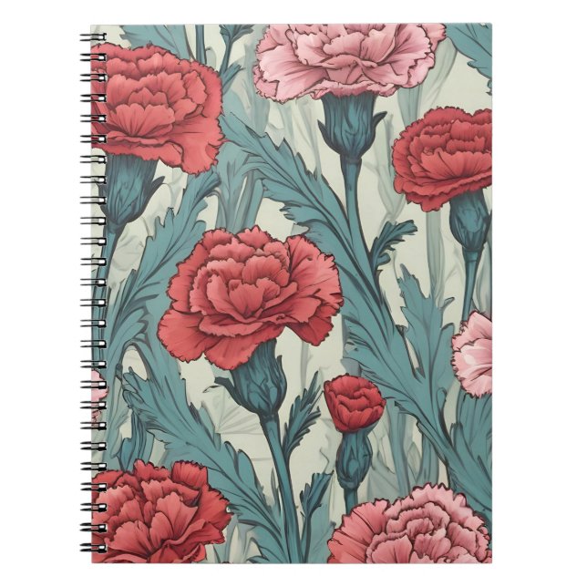 Blume von rosa Nelken Notizblock (Vorderseite)