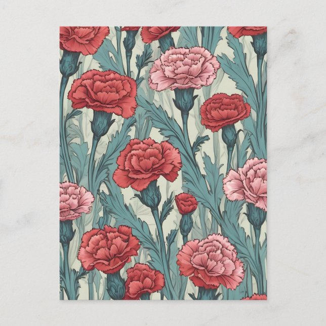 Blume von rosa Nelken Postkarte (Vorderseite)