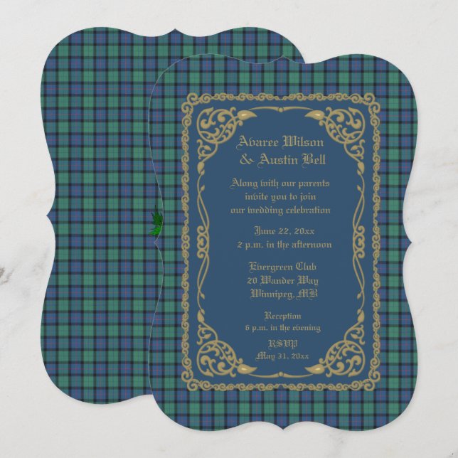 Blume von Schottland Tartan Kariert Wedding Einladung (Vorne/Hinten)