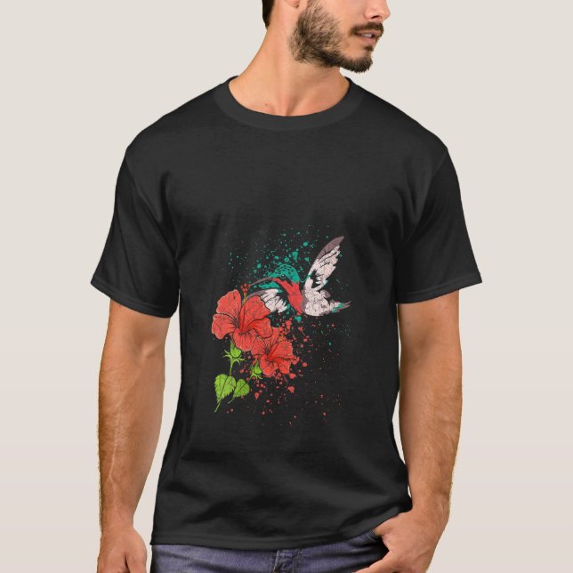 Blume von Vintagen Vogelarten Tiere T-Shirt (Vorderseite)