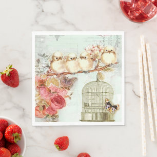 Blume von Vintagen Vogelkäfigen auf Branntpapier Serviette