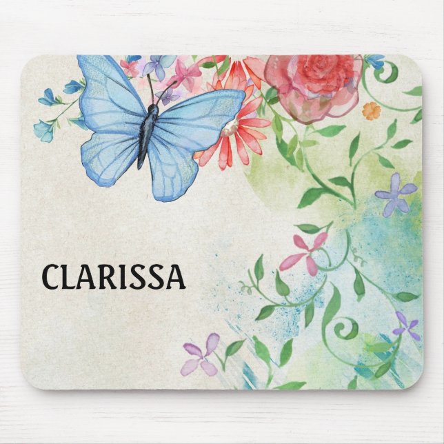 Blume von Wasserfarben anpassen Mousepad (Vorne)