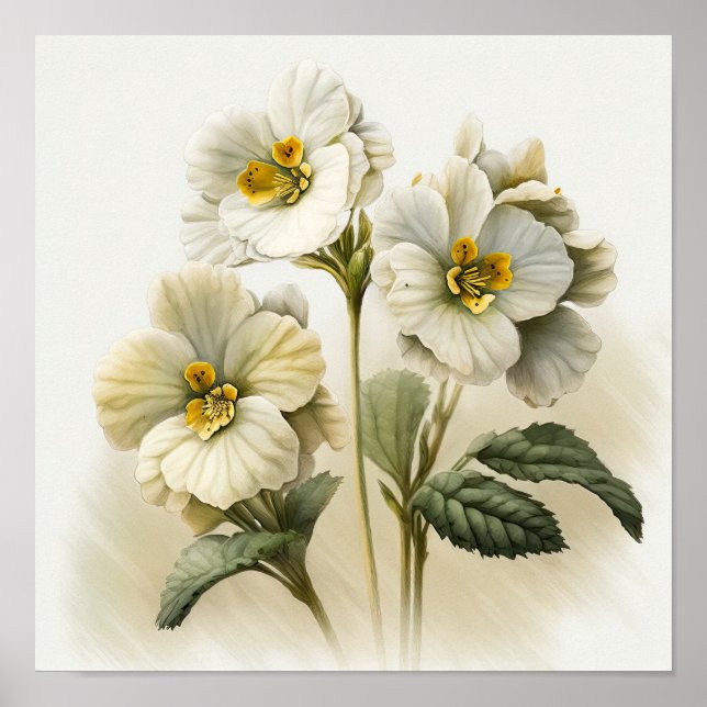 Blume von White Primrose Art Print Poster (Vorne)