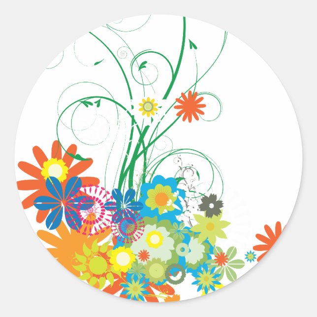 Blume von Wirbel Runder Aufkleber (Vorderseite)