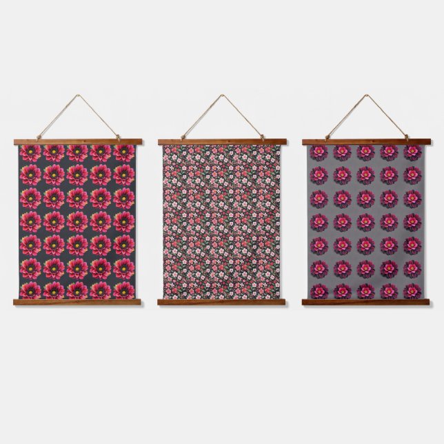 Blume Wandteppich Mit Holzrahmen (Dreifach)
