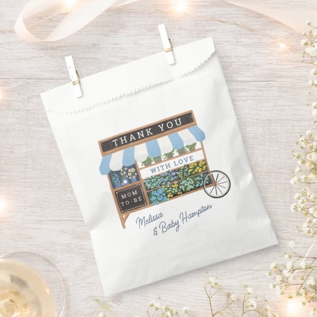 Blume Warenkorb Bauern Markt Blue Baby Dusche Geschenktütchen (Ausgeschnitten)