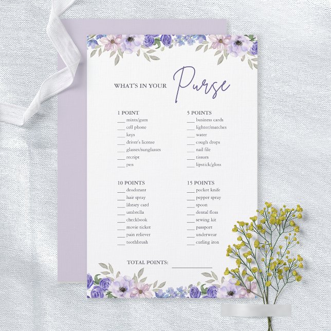 Blume, was in deinem Brautparty steckt (Flower What's In Your Purse Bridal Shower Game)