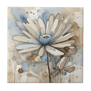 Blume Wasserfarbe Abstrakt Beige Grau Fliese