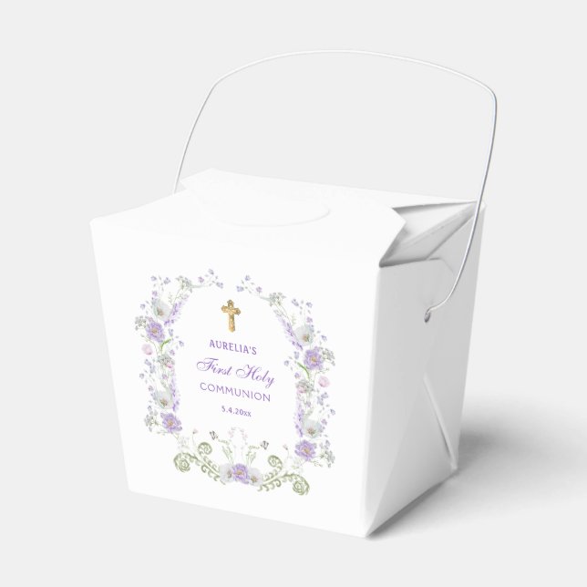 Blume Wasserfarbe Lilac Erste Kommune Ausfahrt Geschenkschachtel (Vorderseite)