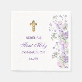 Blume Wasserfarbe Lilac Erste Kommune Serviette