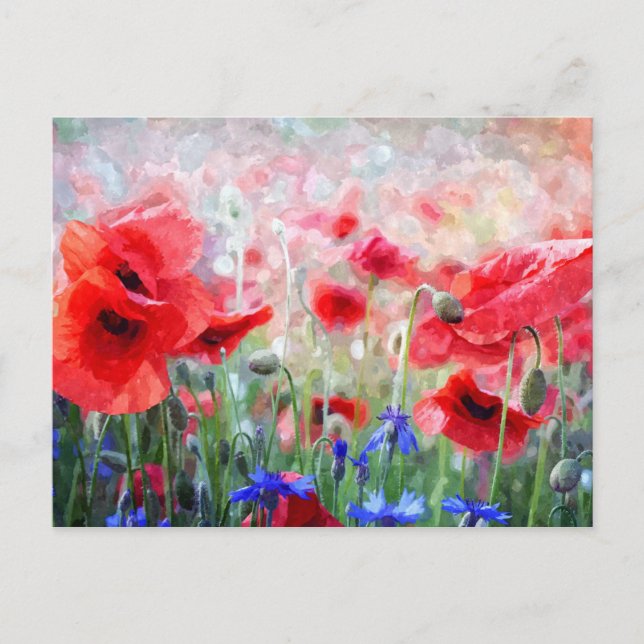 Blume Wasserfarbe Mohnblume Postkarte (Vorderseite)