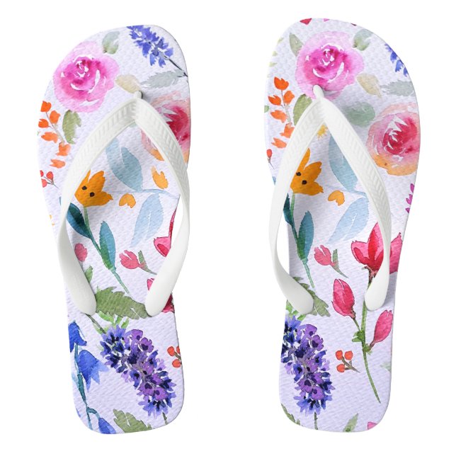 Blume Wasserfarbe Muster Flip Flops (Fußbett)