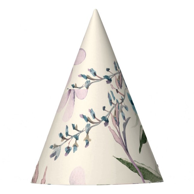 Blume Wasserfarbe Nahtloses Muster Partyhütchen (Vorderseite)