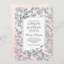 Blume Wasserfarbe Rosa Hochzeit Einladung