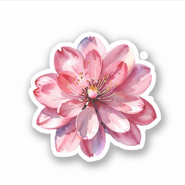 Blume Wasserfarbe Rosa Sakura Kirschblüten Aufkleber (Vorderseite)