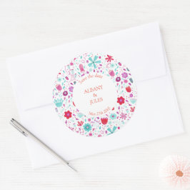 Blume Wasserfarbe Save the Date Aquamarin Runder Aufkleber