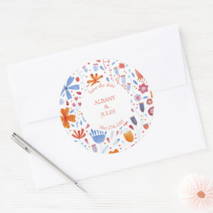 Blume Wasserfarbe Save the Date Runder Aufkleber