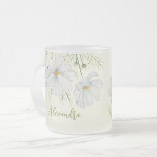 Blume Wasserfarbe Weißer Kosmos Botanische Malerei Mattglastasse