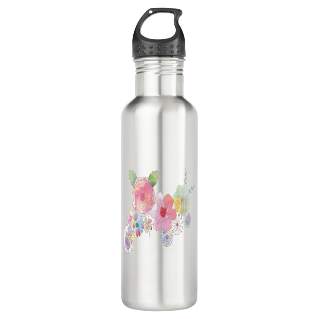 Blume Wasserfarben Art Edelstahlflasche (Vorderseite)