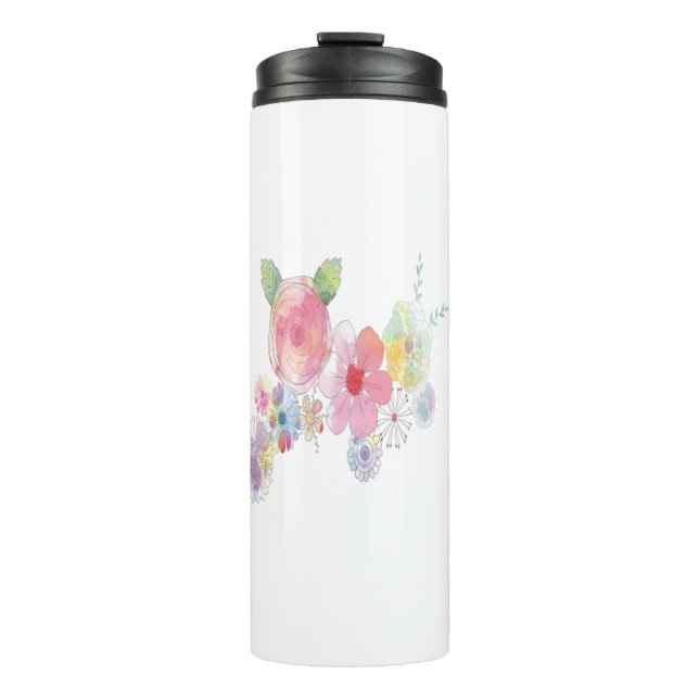 Blume Wasserfarben Art Thermosbecher (Vorderseite)