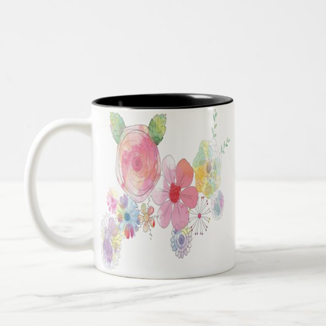 Blume Wasserfarben Art Zweifarbige Tasse (Links)