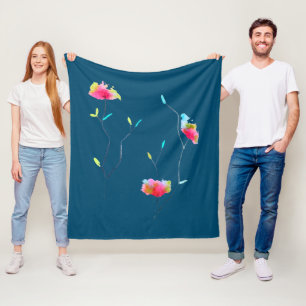 Blume Wasserfarben Blumenrosa Fleecedecke
