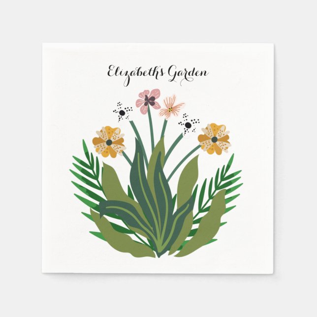 Blume Wasserfarben Bouquet Floral Personalisieren Serviette (Vorderseite)