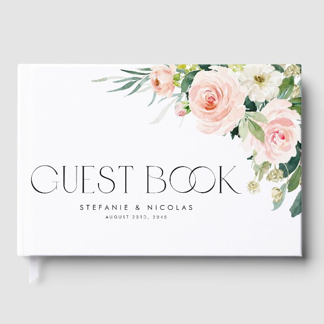 Blume Wasserfarben Frühjahr Hochzeit Foto Gästebuch (Vorderseite)