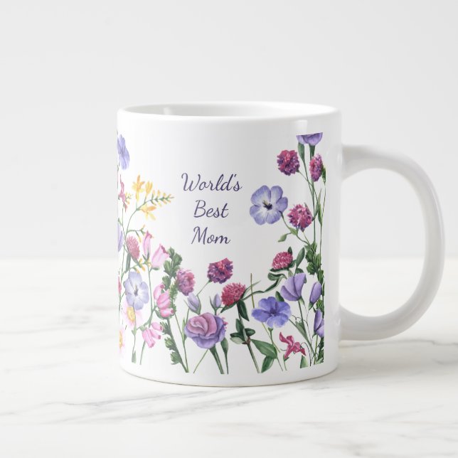 Blume Wasserfarben-Garten Weltkulturerbe der Mama  Jumbo-Tasse (Rechts)