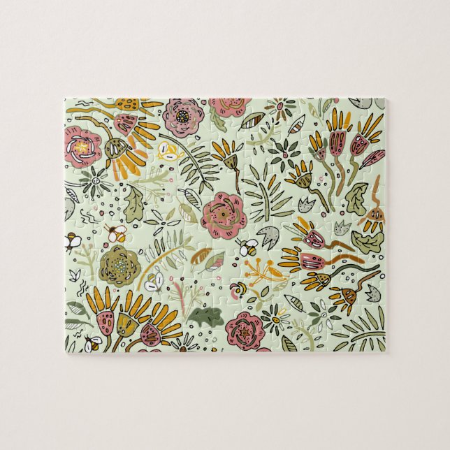 Blume Wasserfarbene Bienen Elegante Moderne (Horizontal)