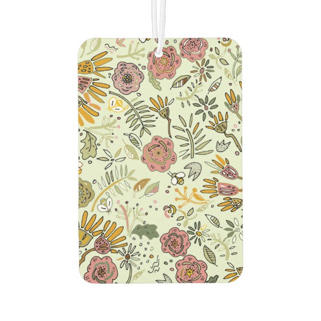 Blume Wasserfarbene Bienen Elegante Moderne Autolufterfrischer (Rückseite)