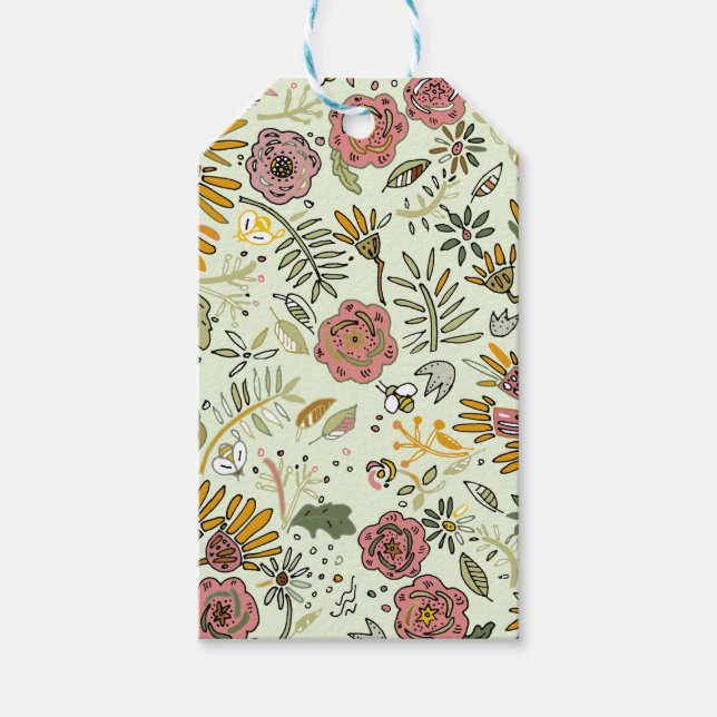 Blume Wasserfarbene Bienen Elegante Moderne Geschenkanhänger (Vorderseite)