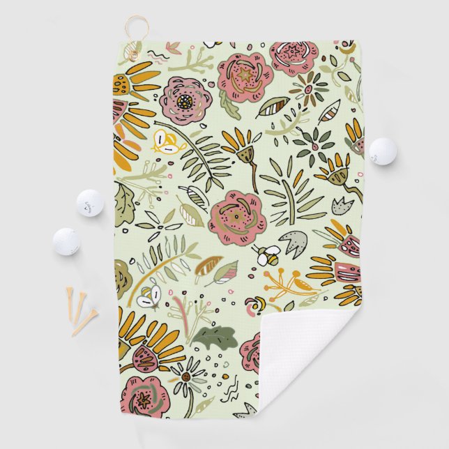 Blume Wasserfarbene Bienen Elegante Moderne Golfhandtuch (Insitu)