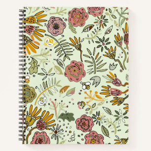 Blume Wasserfarbene Bienen Elegante Moderne Notizbuch