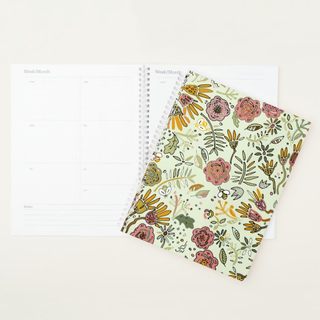 Blume Wasserfarbene Bienen Elegante Moderne Planer (Anzeige)