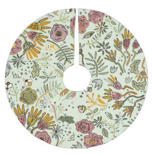 Blume Wasserfarbene Bienen Elegante Moderne Polyester Weihnachtsbaumdecke