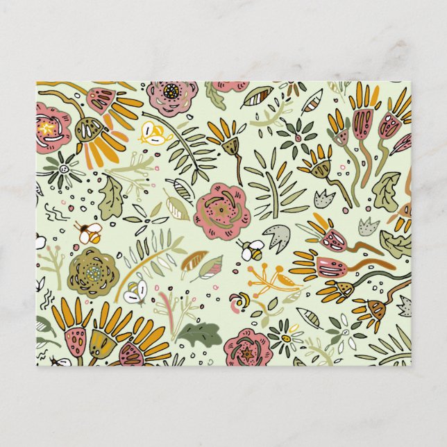 Blume Wasserfarbene Bienen Elegante Moderne Postkarte (Vorderseite)