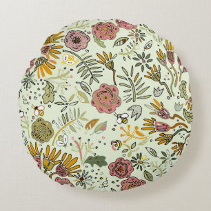 Blume Wasserfarbene Bienen Elegante Moderne Rundes Kissen
