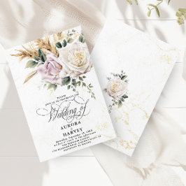 Blume Wasserfarbene Rose Elegante schicke Hochzeit Einladung